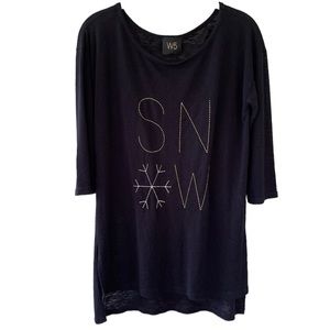W5 Black 'Snow' Snowflake High Low Tunic Top